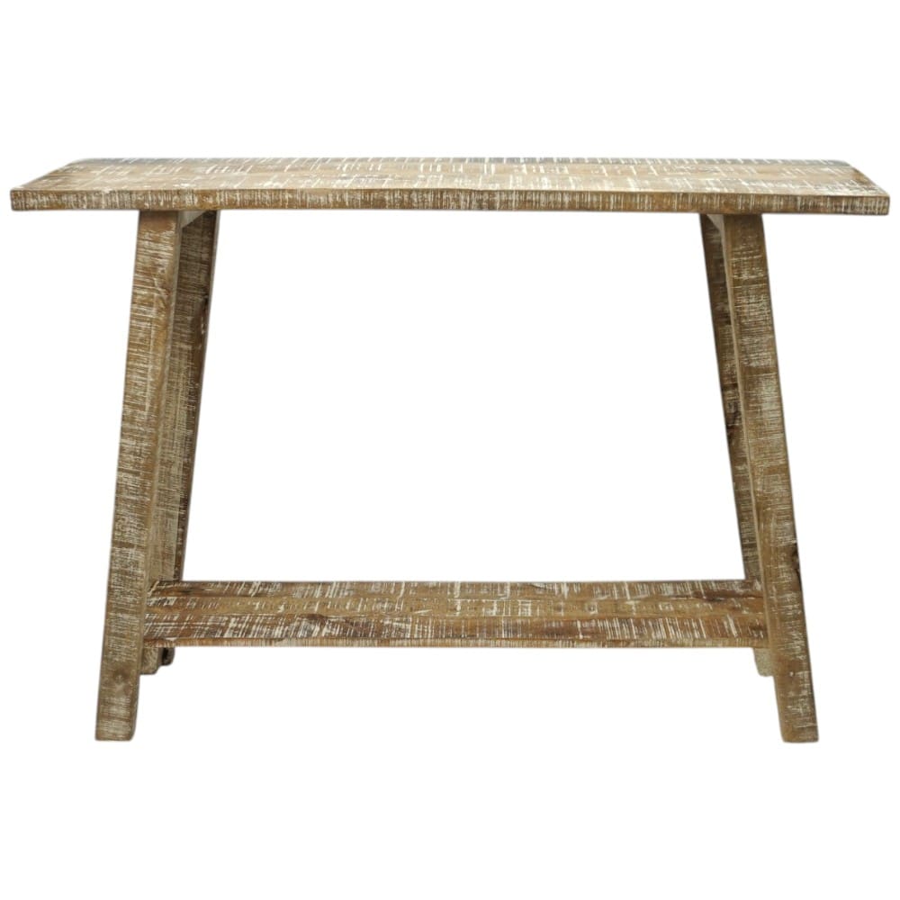Rustic Natural Mango Wood Console Table with White Highlights image 5