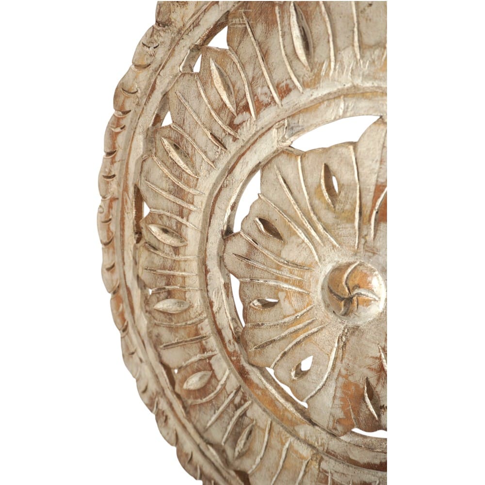 Hand-carved Wooden Flower Sun Disc Decor Accent image 5