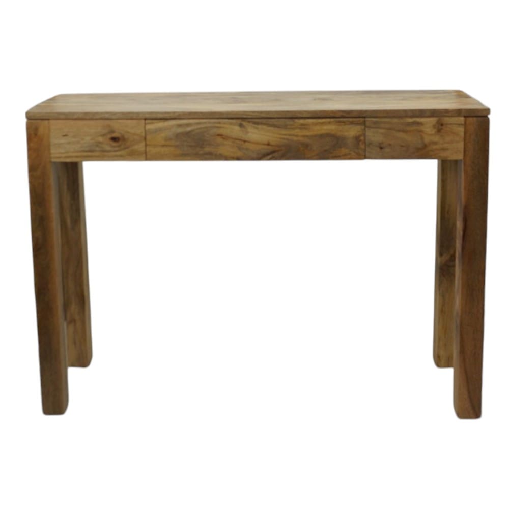 Mango Wood Console Table with Hidden Drawer Natural Wood image 4