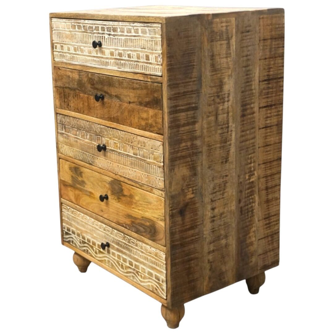 Rustic 5-Drawer Dresser Hand-carved image 2
