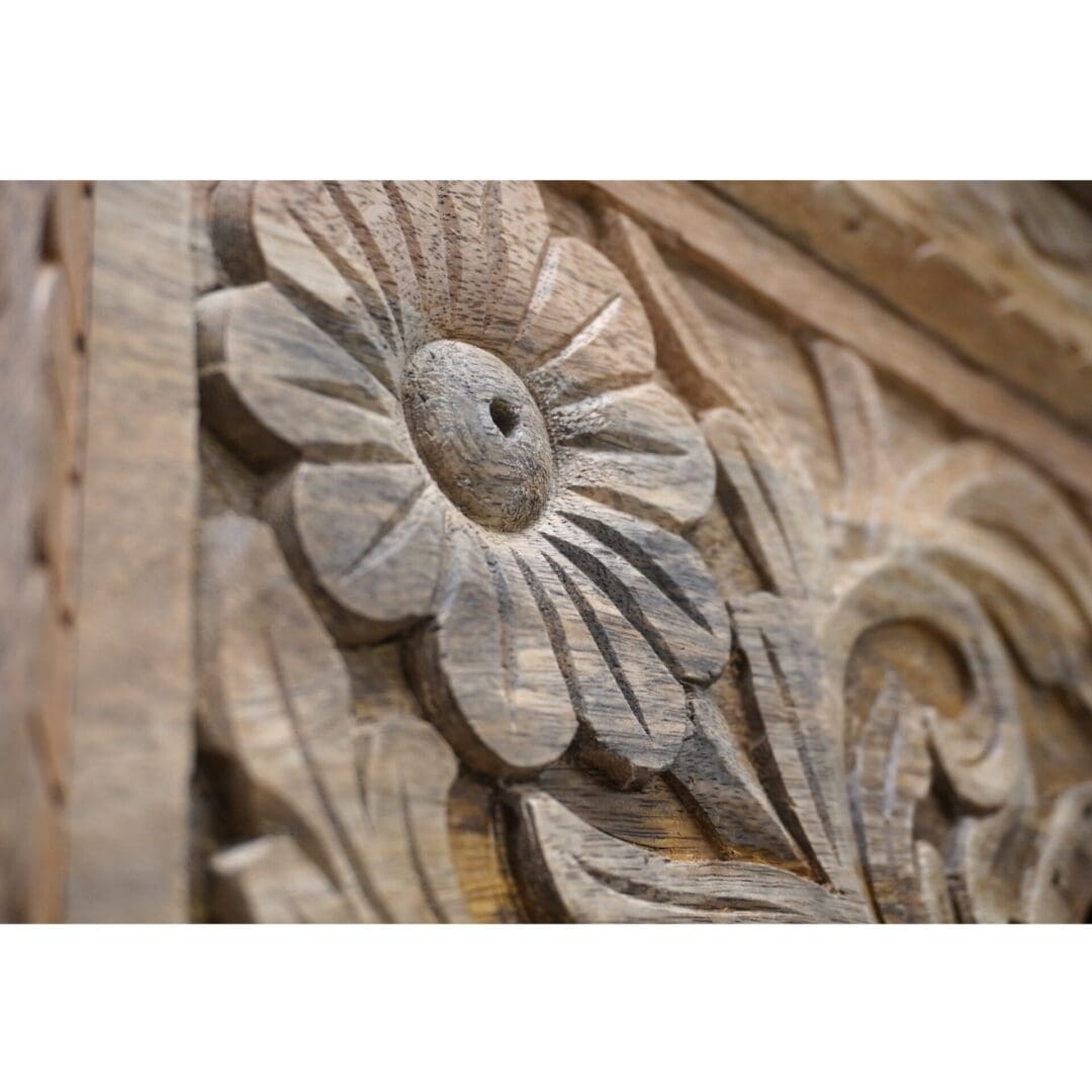 Hand-Carved Natural Mango Wood Bookcase image 5