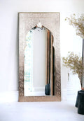 Large White Metal Accent Mirror Hand-Embossed image 0