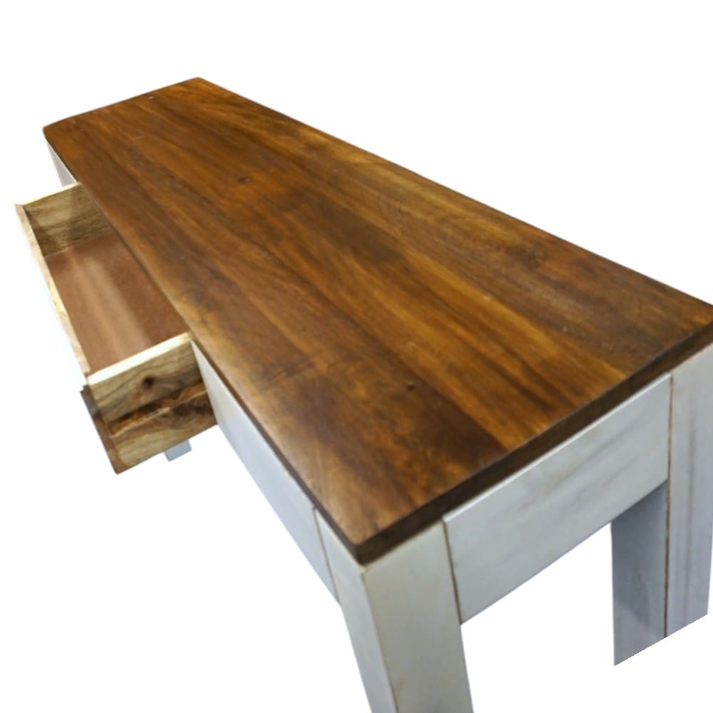 Mango Wood Console Table with Hidden Drawer Whitewashed image 7
