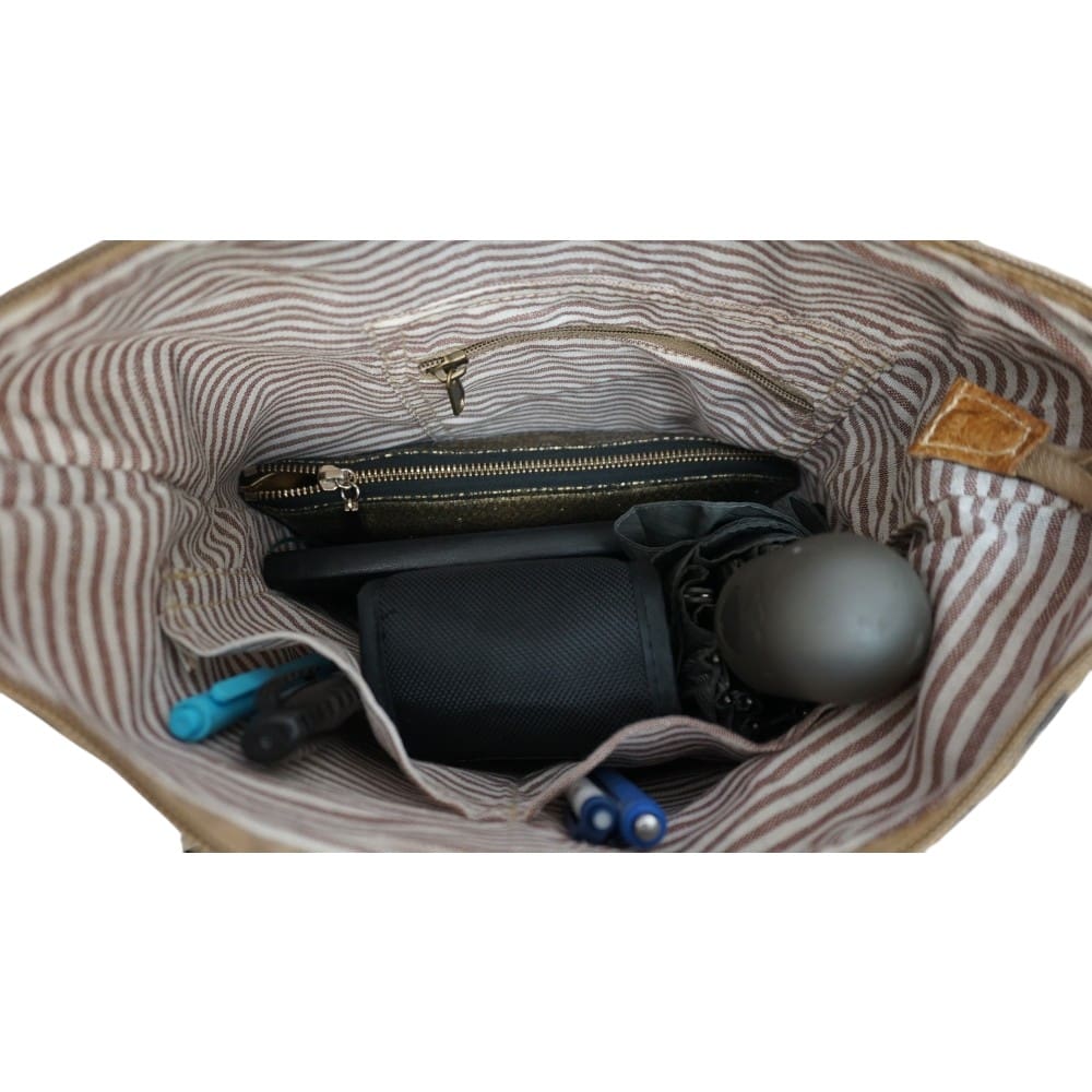 Cotton Canvas and Leather Floral Khaki Green Crossbody Bag image 6