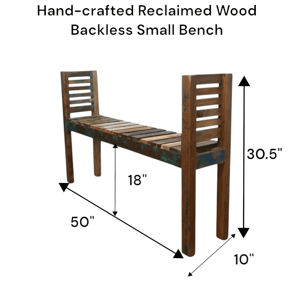 Hand-Crafted Backless Reclaimed Wood Bench image 10