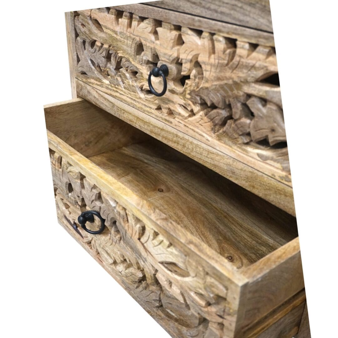 Hand-carved Natural Wood 5-Drawer Dresser image 12