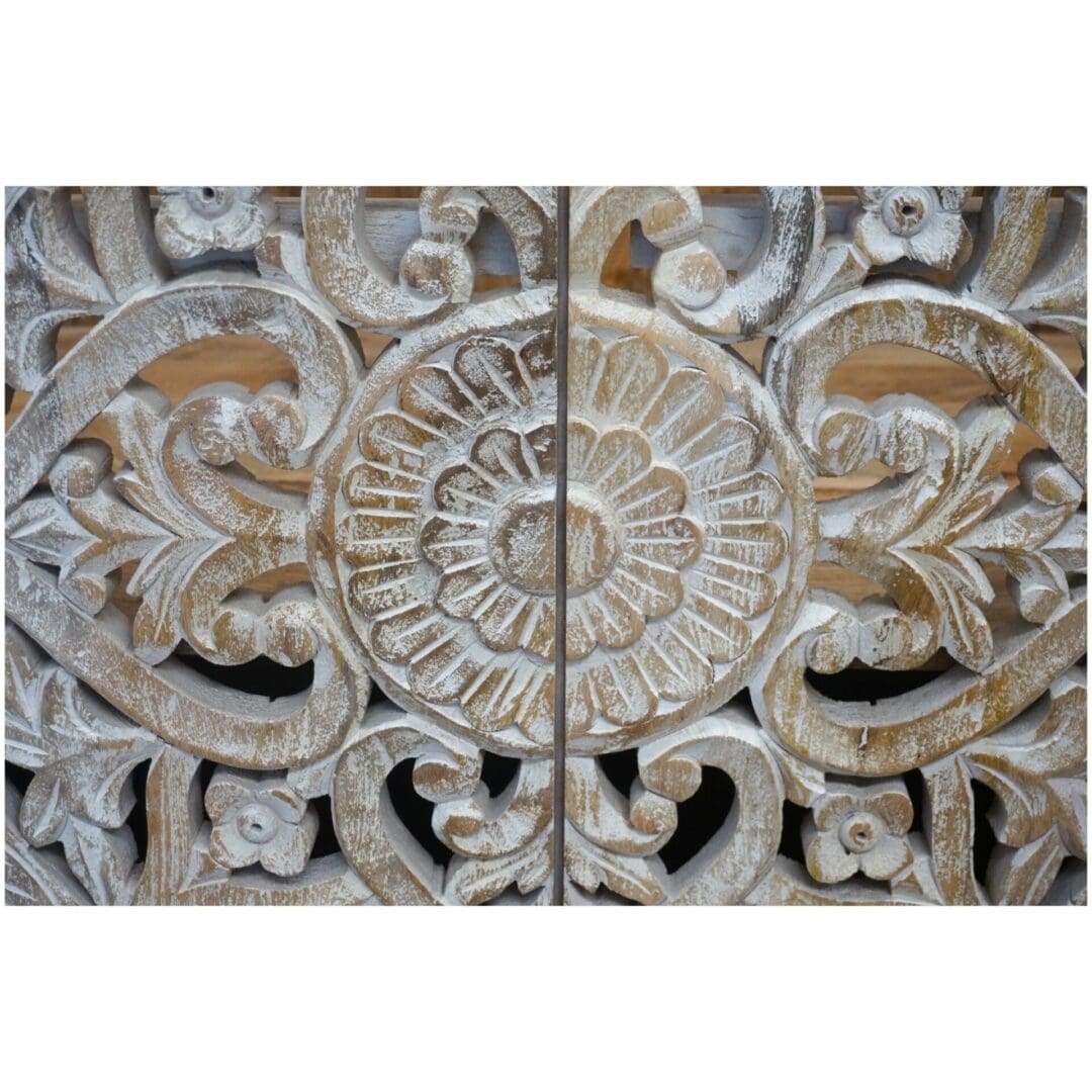 Natural Wood Double Vanity Gorgeous Hand-carved Detail image 10