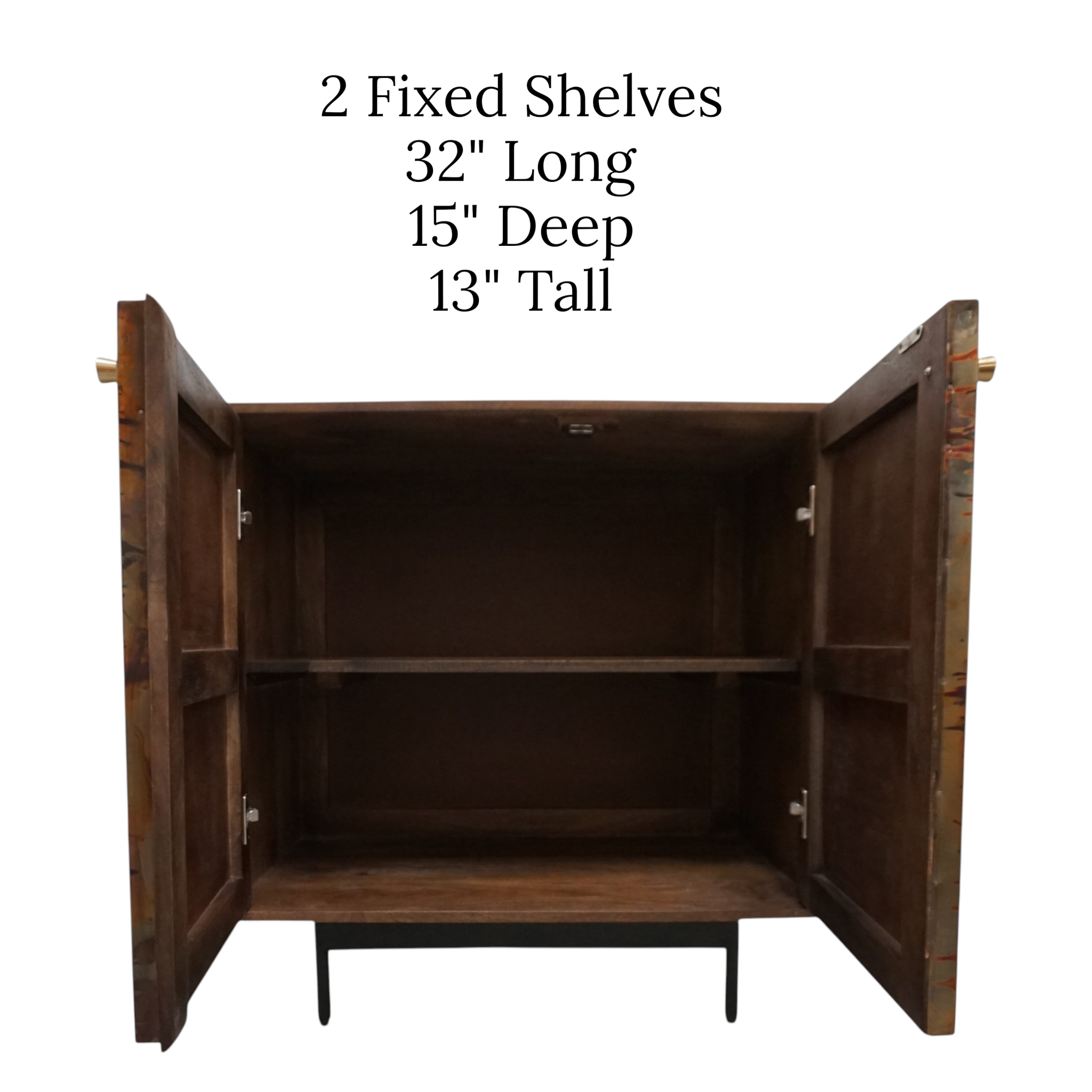 Handcrafted Mango Wood Cabinet | Patina Metal Doors – Modern Industrial Farmhouse Sideboard