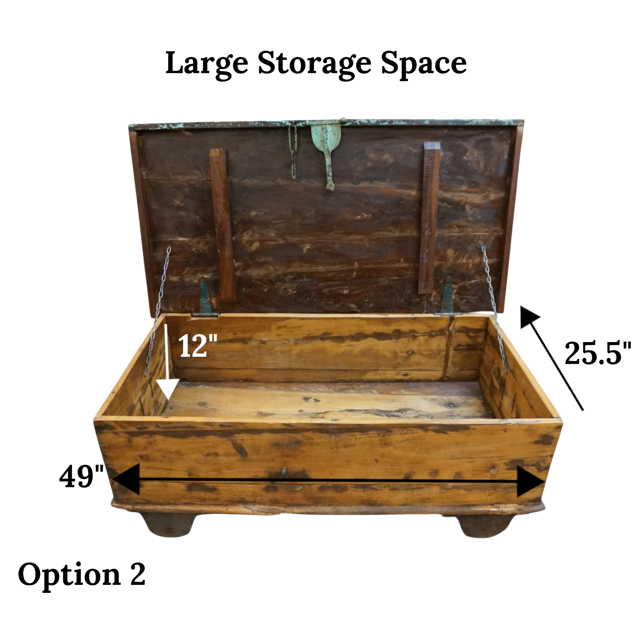 Handcrafted Large Reclaimed Wood Trunk Coffee Table | Storage & Wooden Wheels