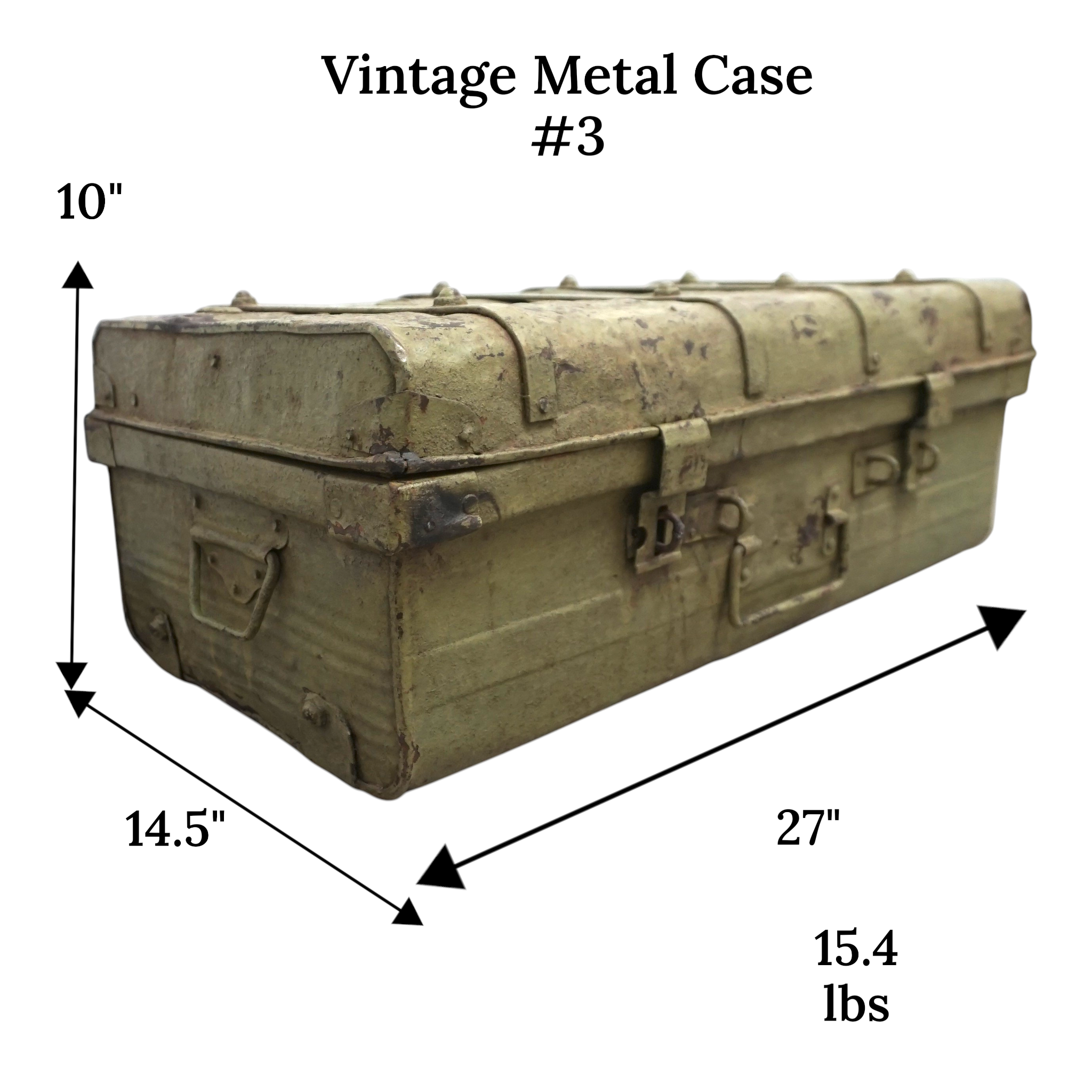 Vintage Metal Travel Trunk | Rustic Storage