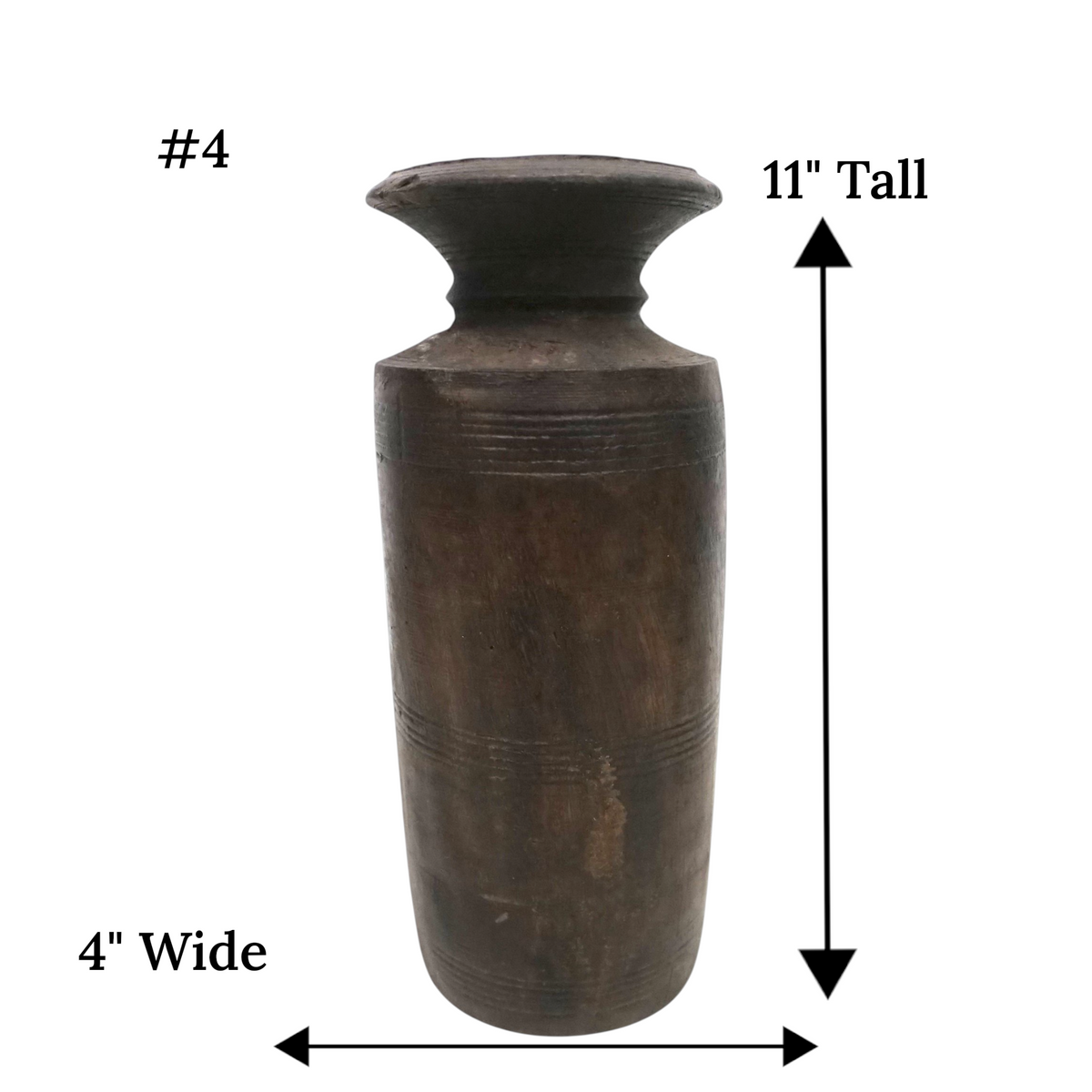 Vintage Acacia Wood Vase | Rustic Dried Flower & Boho Home Decor | Unique Pieces