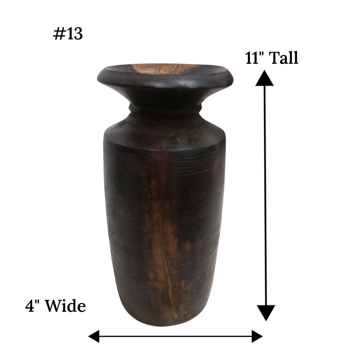 Vintage Acacia Wood Vase | Rustic Dried Flower & Boho Home Decor | Unique Pieces