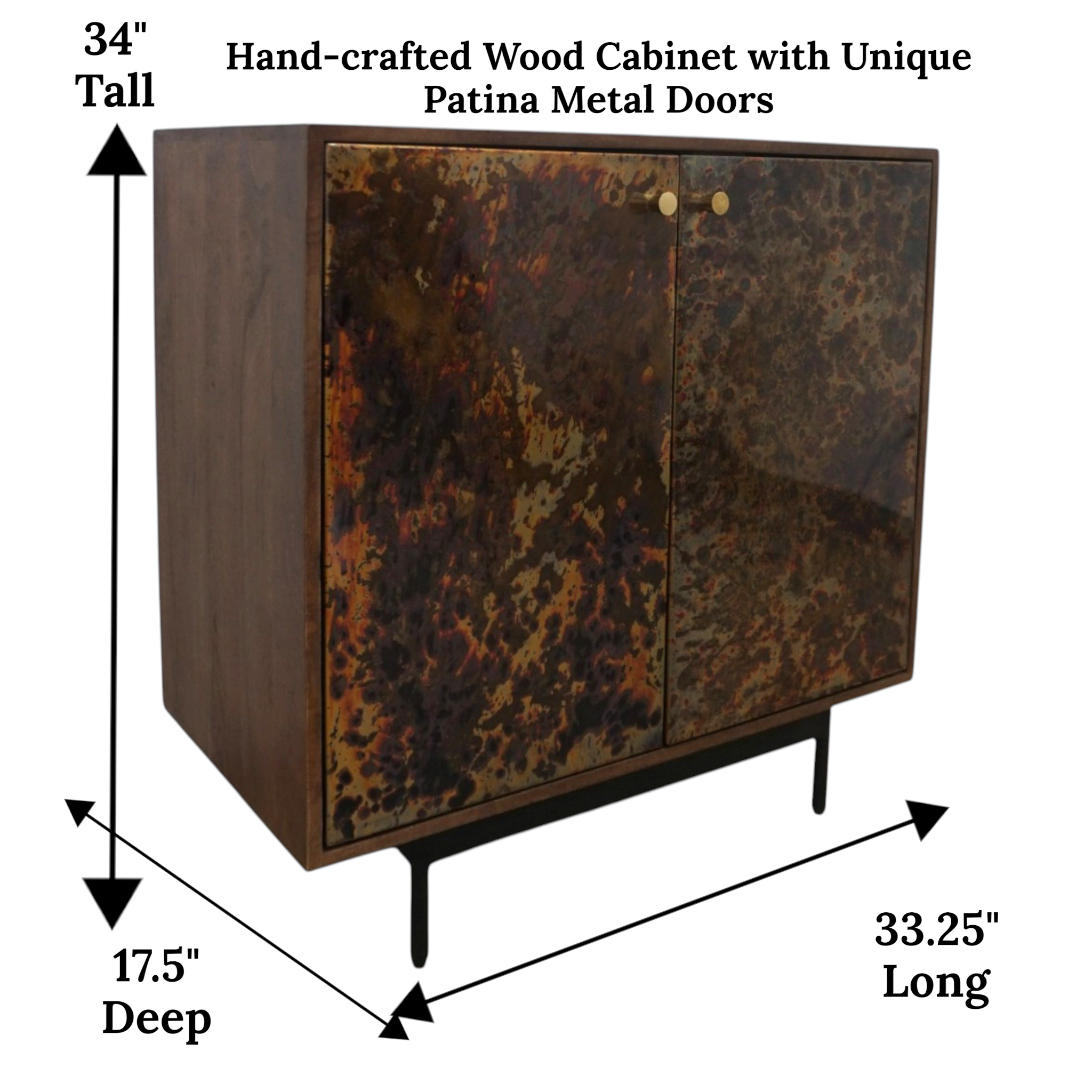 Handcrafted Mango Wood Cabinet | Patina Metal Doors – Modern Industrial Farmhouse Sideboard