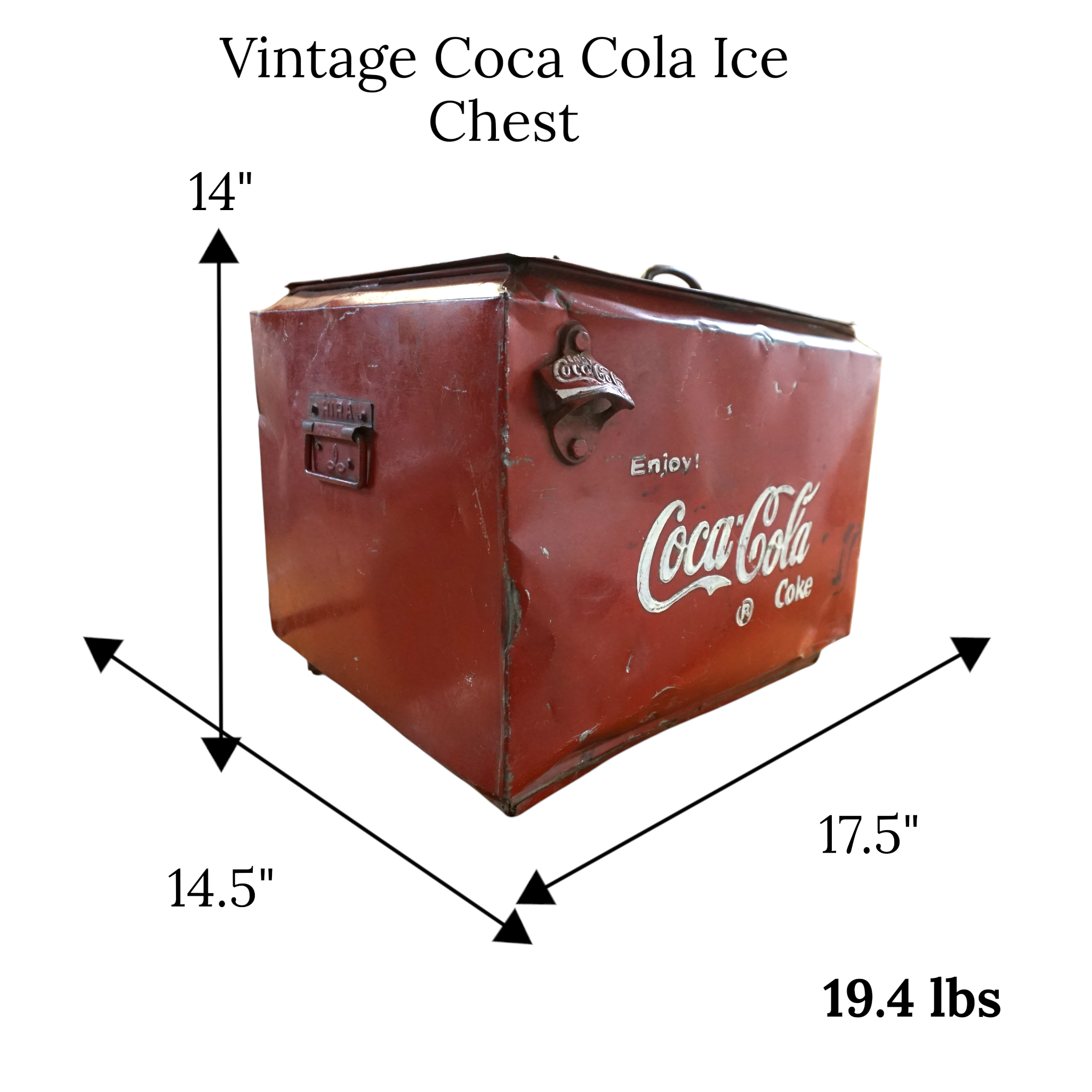 Vintage Coca-Cola Metal Cooler | Original Bottle Opener & Distressed Patina
