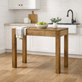 Solid Mango Wood Tall Console Table & Kitchen Island | Hidden Drawer & Natural Finish