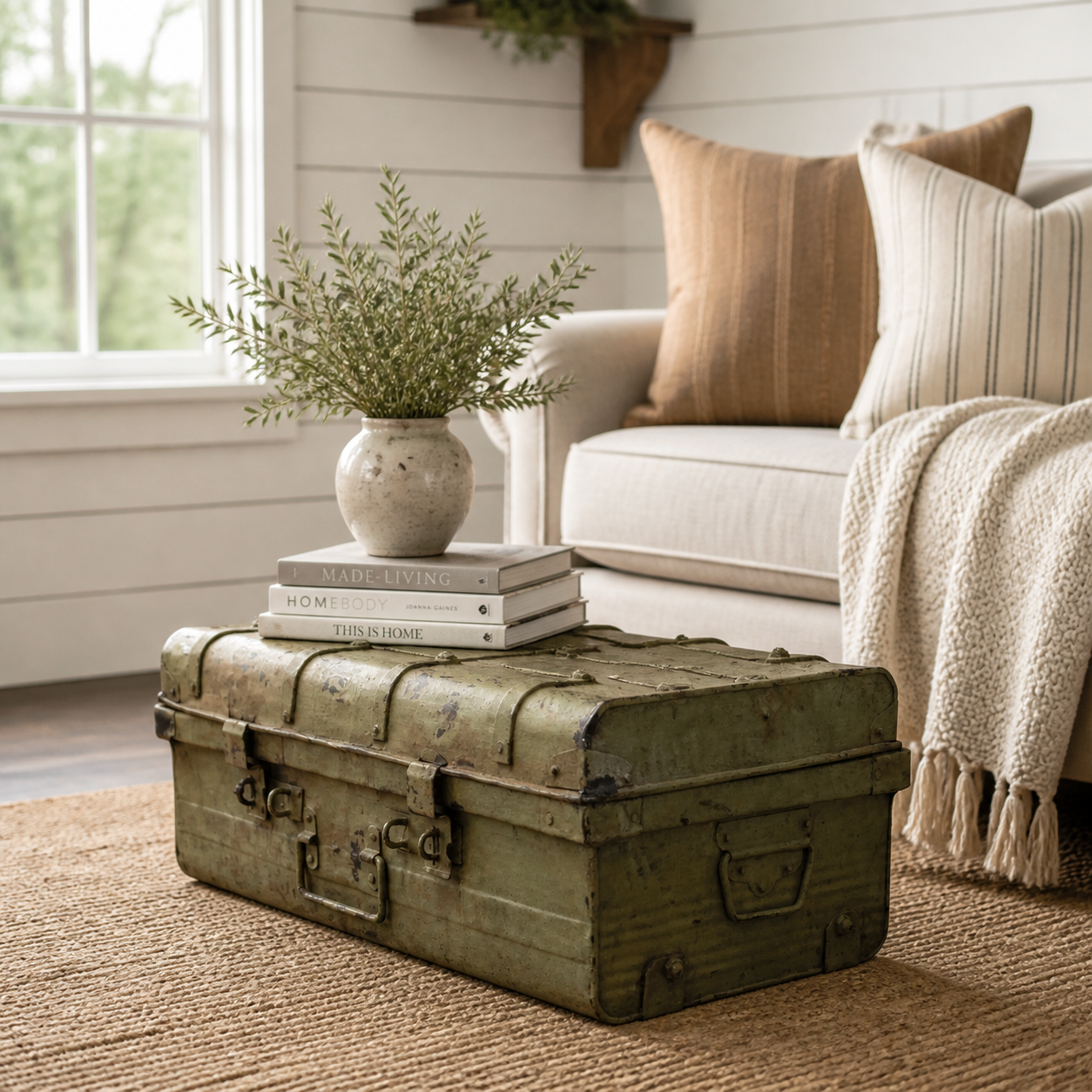 Vintage Metal Travel Trunk | Rustic Storage