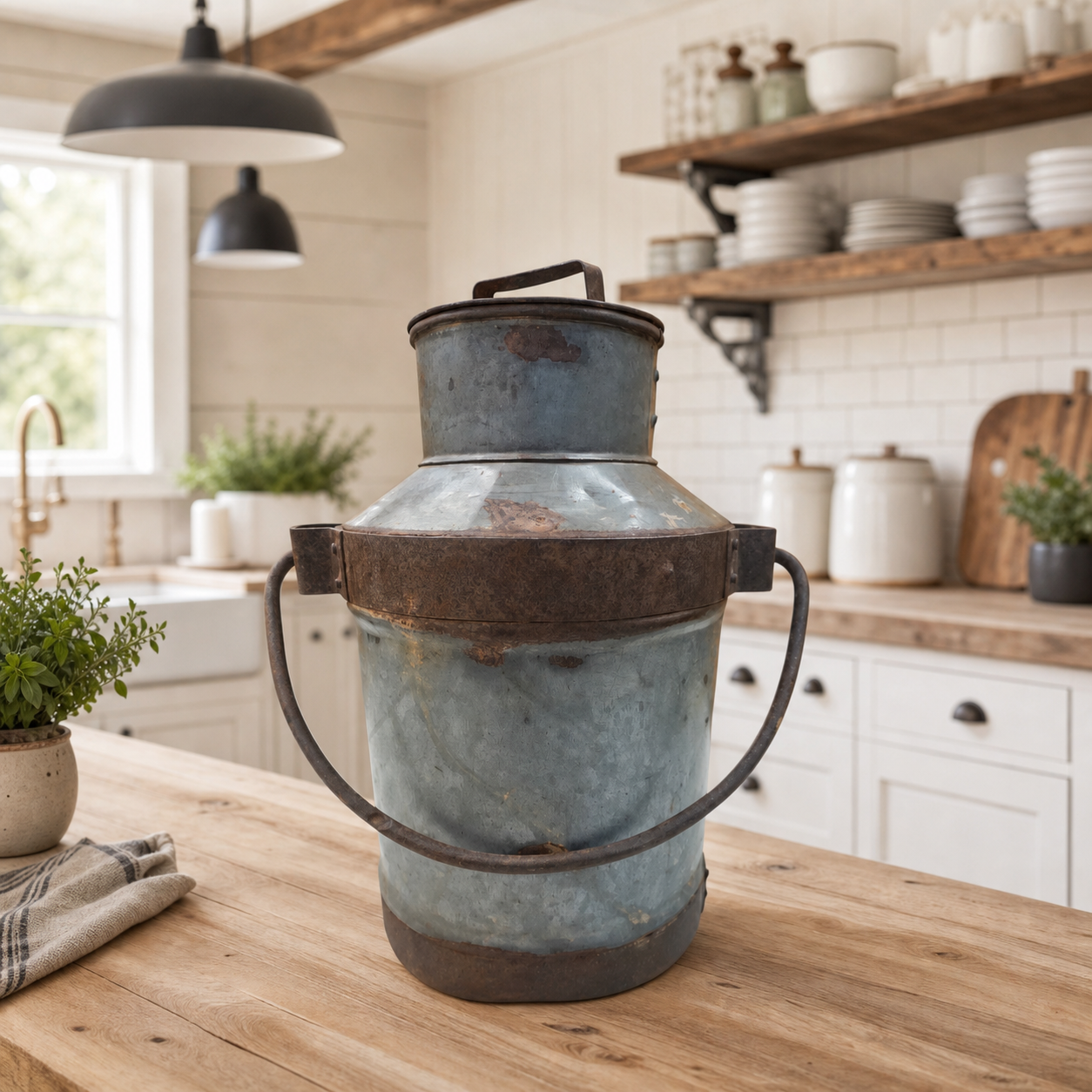 Vintage Milk Cans | Farmhouse Galvanized Metal Decor | Select Your Piece